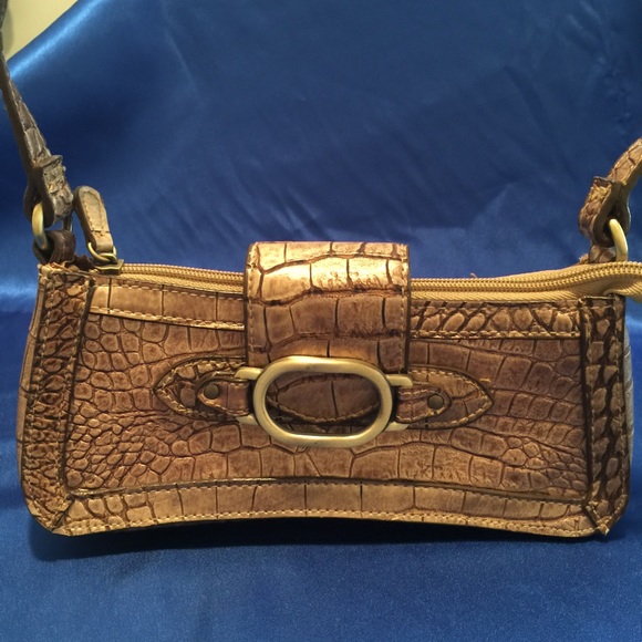 Leather alligator look small handbag