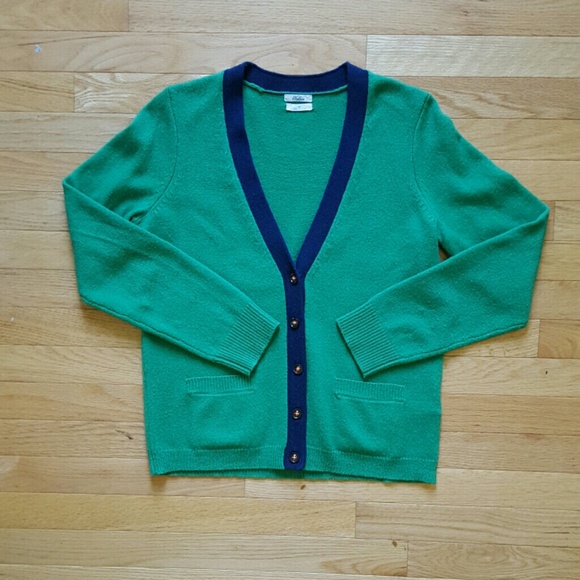 Madewell Green and Navy Lined Cardigan