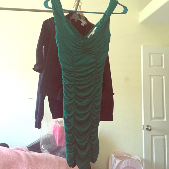Green tight rouged dress