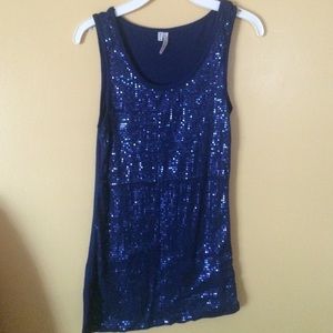 Blue sequin top