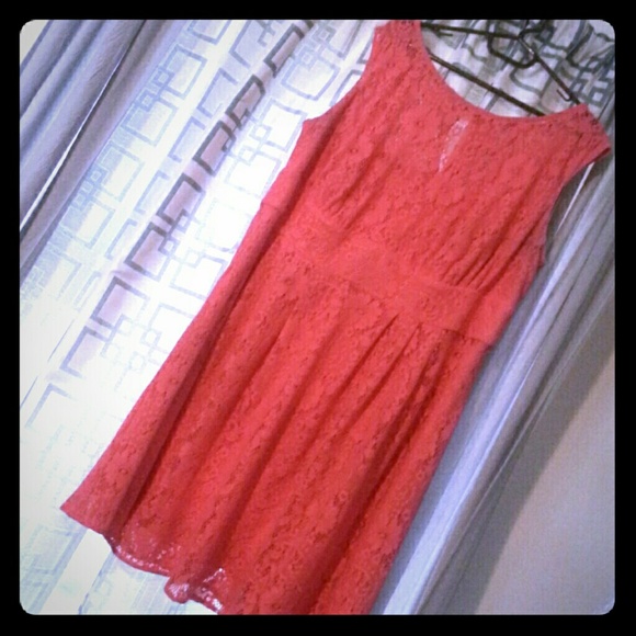 Coral & Blue Laced Dress