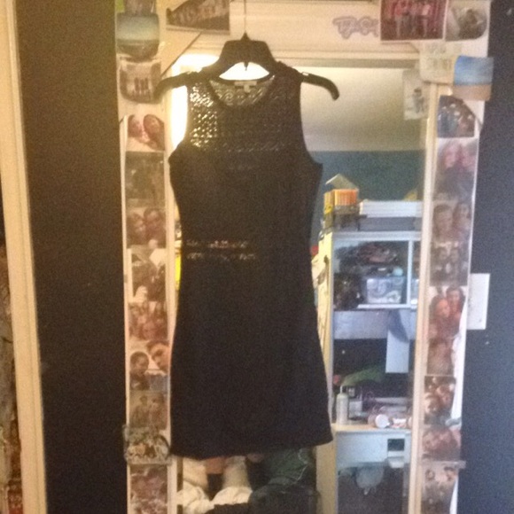Bodycon Black Dress with Mesh Sections NWOT