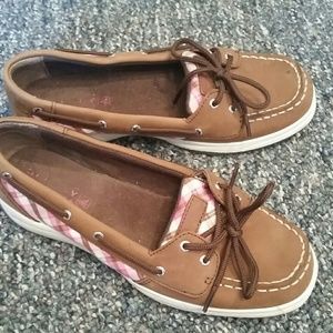 Sperry pink and brown plaid