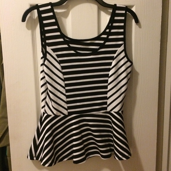 FOREVER 21 Striped Peplum Top
