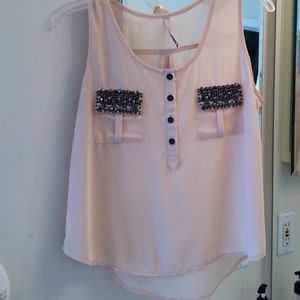 Sheer blush colored tank top