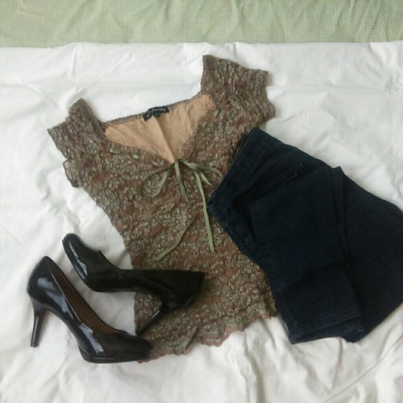 Olive Green crotchet/ lace shirt