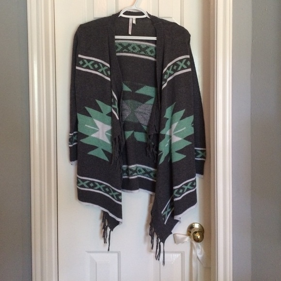Gray Aztec sweater cardigan
