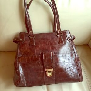 Brown faux crocodile Liz Claiborne purse