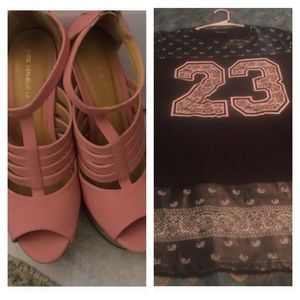 Bundle item: wedges and shirt-dress
