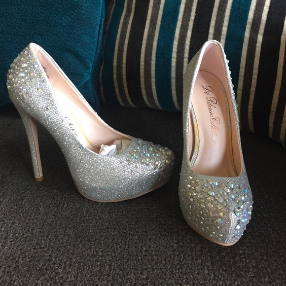 Wedding, party, silver sparkle heels!