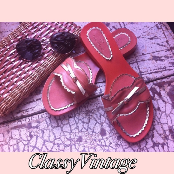 Cole Haan Shoes - Cole Haan pumpkin and gold slides.