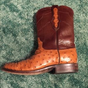 Ostrich skin / Maroon-Brown Top Boots
