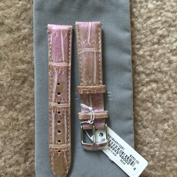 NWT MICHELE ALLIGATOR BEIGE STRAPS 18mm