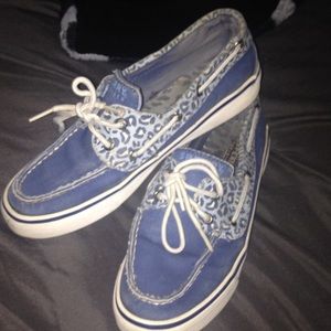 Blue cheetah print sperrys