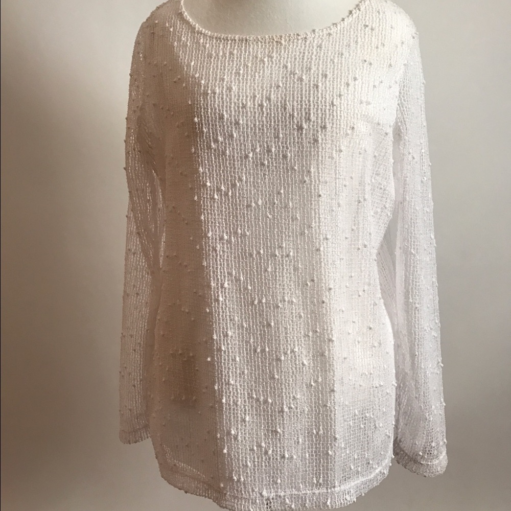 Tribal Long Sleeve White Top NWOT Size L
