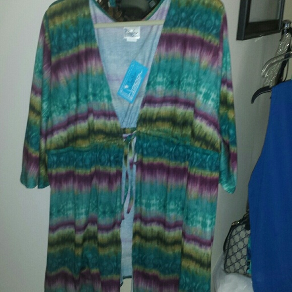 Colorful bathing suit drawstring cover up