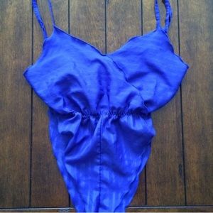 • RESERVED blue scalloped leotard •