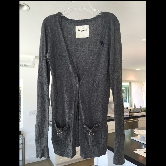 Abercrombie grey button-down sweater.