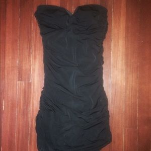 Strapless black dress with built in bra