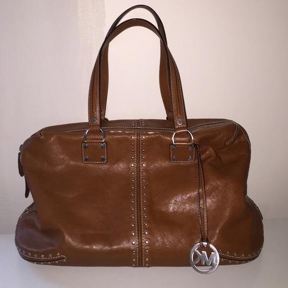 Michael kors leather astor weekender satchel,tan