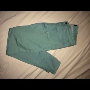 Teal colored jeans