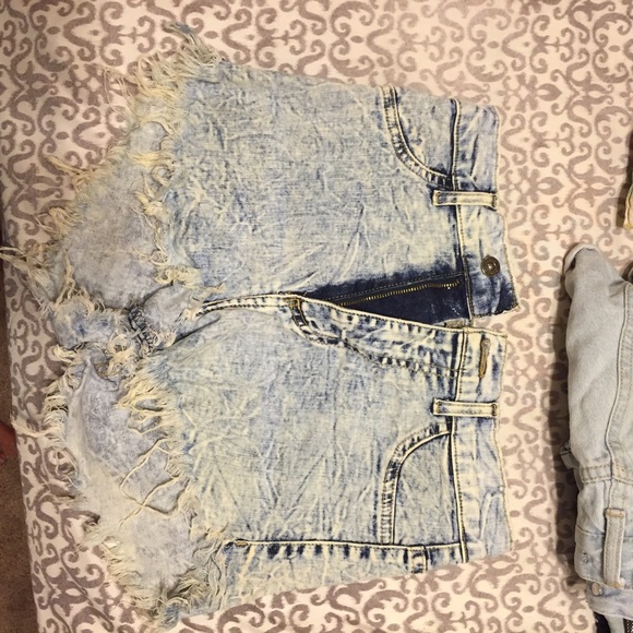 High waisted jean shorts