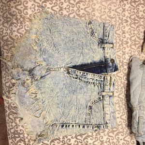 High waisted jean shorts