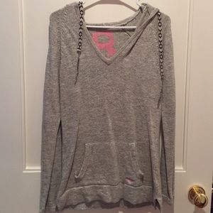 Grey Roxy pullover with hood