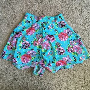 High waisted floral shorts