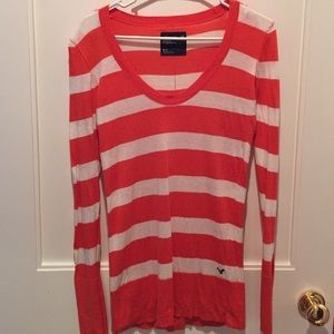 Orange and white striped shirt