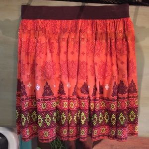 Orange printed cotton skirt