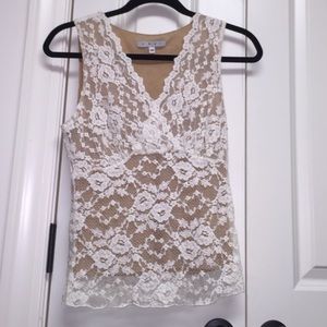 Tank with lace overlay
