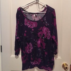 purple floral Lauren Conrad top