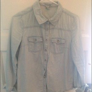 Light blue denim button down