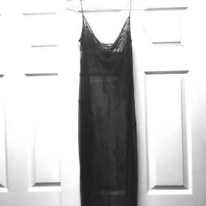 Vintage 90s Tahari Sheer Beaded Gown