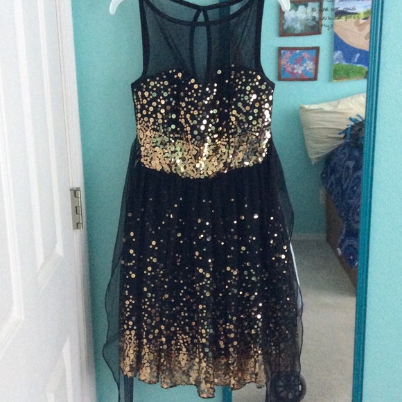 Black and Gold sequined formal dress