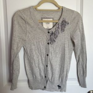 Abercrombie and Fitch Gray Cardigan with Flowers