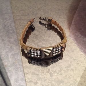 Yellow leather statement bracelet