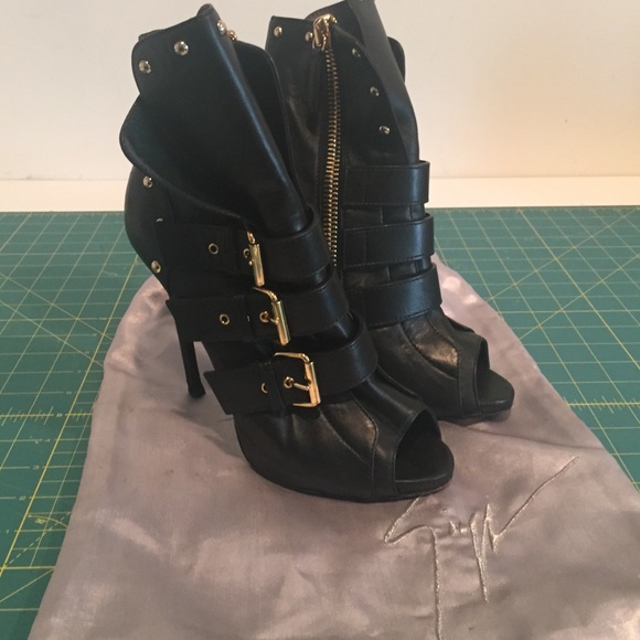 Black and Gold Leather Bootie