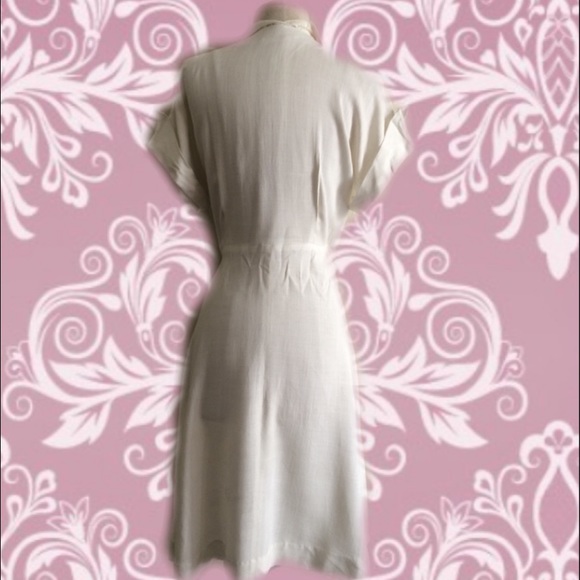 👑SOLD 50's Ivory Chantilly Lace Linen Dress XL - Picture 4 of 4