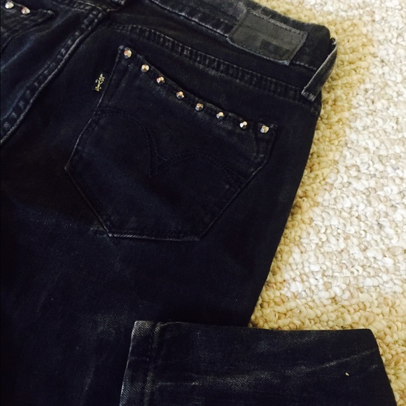 Black/Gray fade, skinny low rise jeans