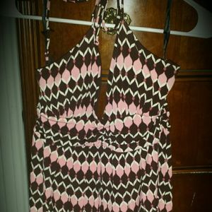 Brown & Pink Halter summer dress