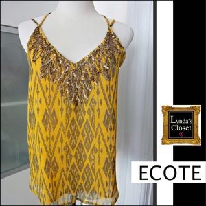 SOLD ❗️Anthropologie Ecote yellow grey tank top