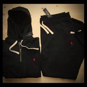 Black polo sweat suit
