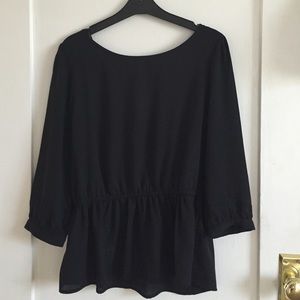 Black Peplum Chiffon Top