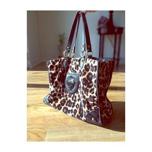 Juicy couture leopard print large Velour bag