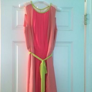 Loft Neon Pink, Salmon, and Chartreuse Dress
