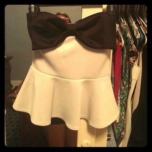 Stapless bow peplum top