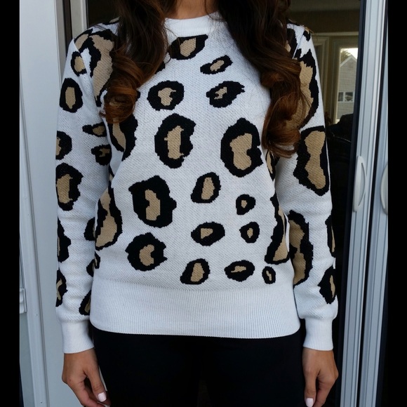 CupofTeaBoutique Sweaters - White animal print sweater