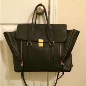 PHILIP LIM LARGE PASHLI BLACK LEATHER SATCHEL